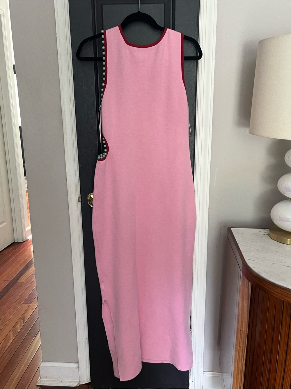 NWTretail $258. #theWolfgang #Reclectic Sleeveless Pink Cutout Midi Dress Trim - Picture 6 of 8